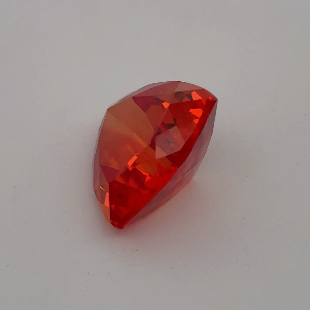12mm Fiery Orange Lab Sapphire 7 carat, Trillion Cut Loose Gem