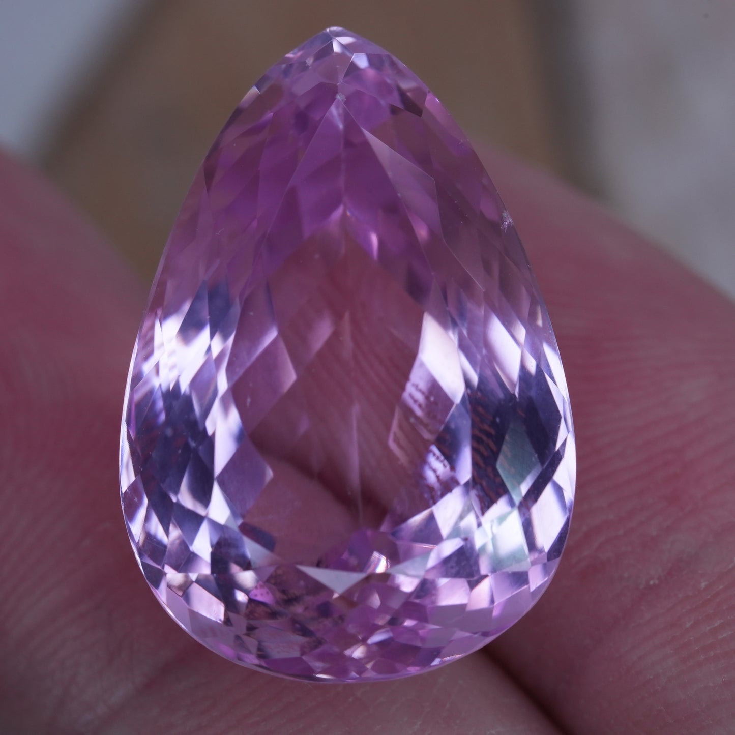 Pink Kunzite 37.26 carat 24.4x16.8mm Pear Cut