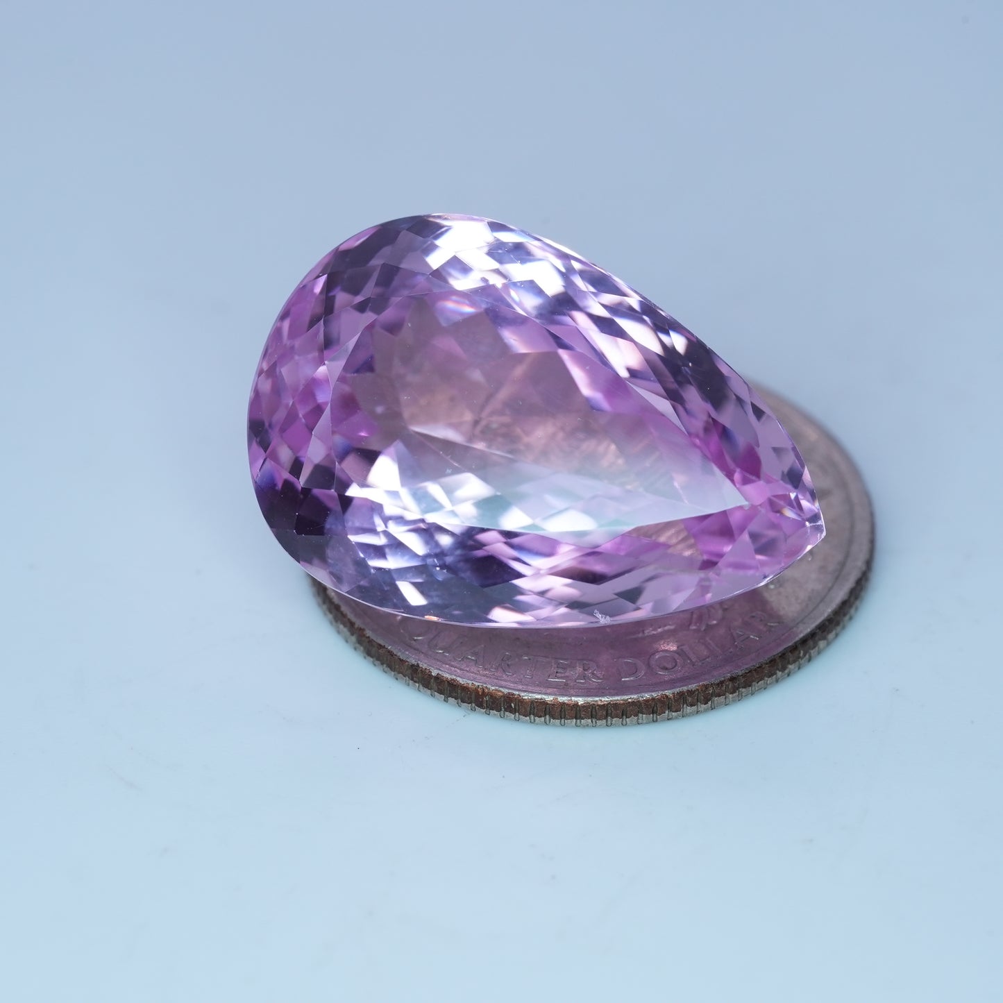 Pink Kunzite 37.26 carat 24.4x16.8mm Pear Cut