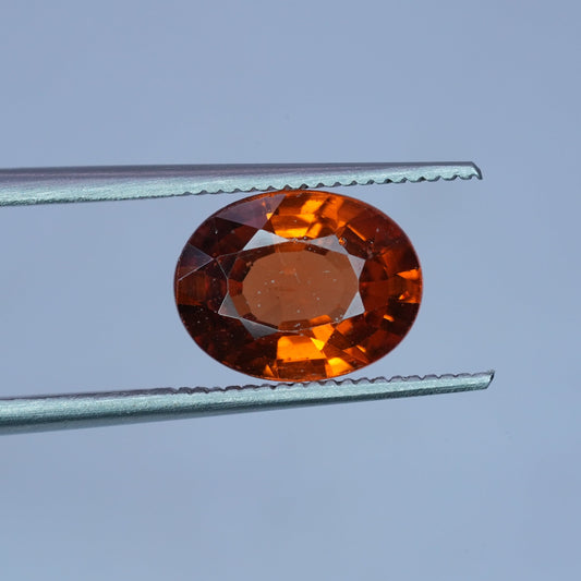 2 carat Spessartite Garnet 9x7mm Oval Cut, Reddish Orange