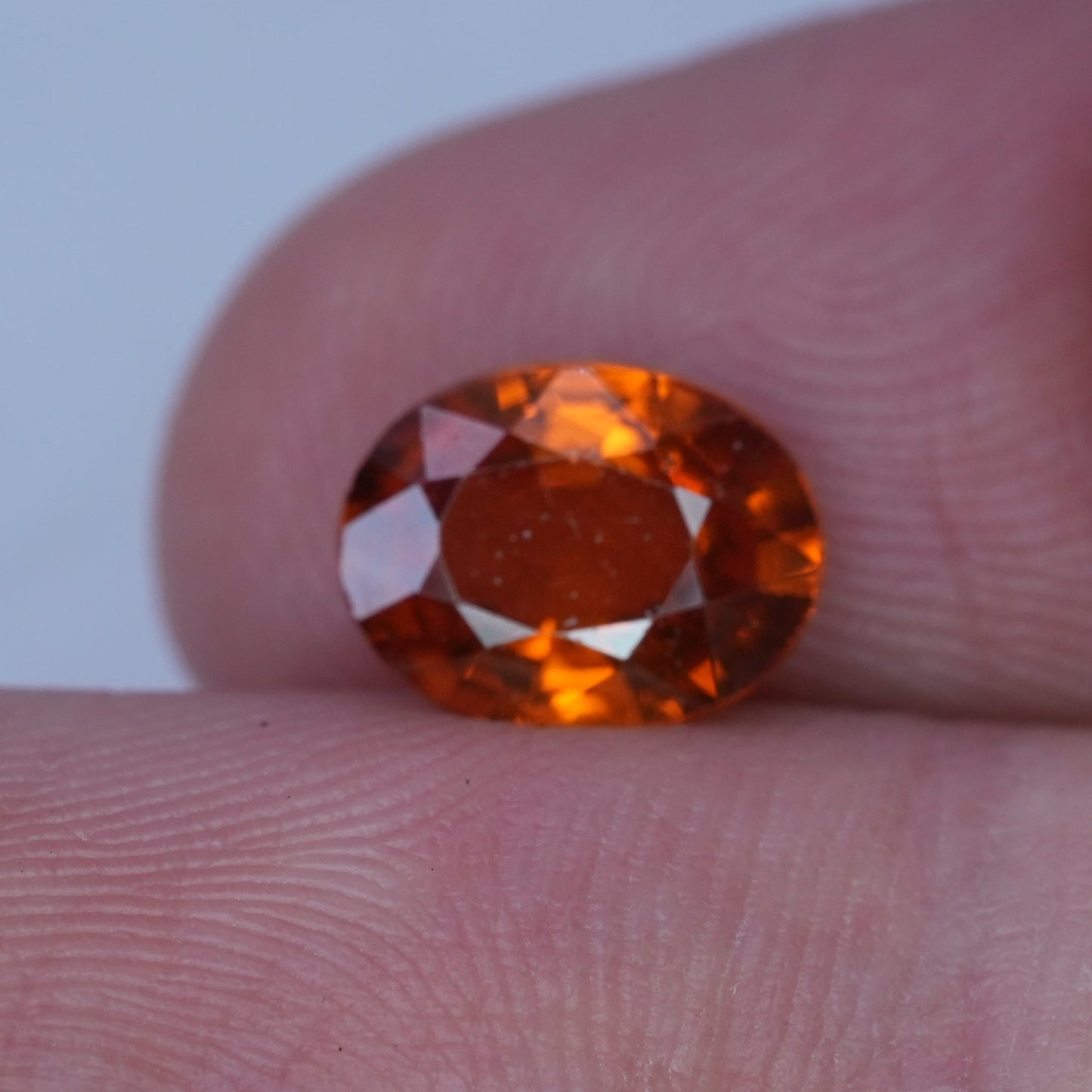 2 carat Spessartite Garnet 9x7mm Oval Cut, Reddish Orange