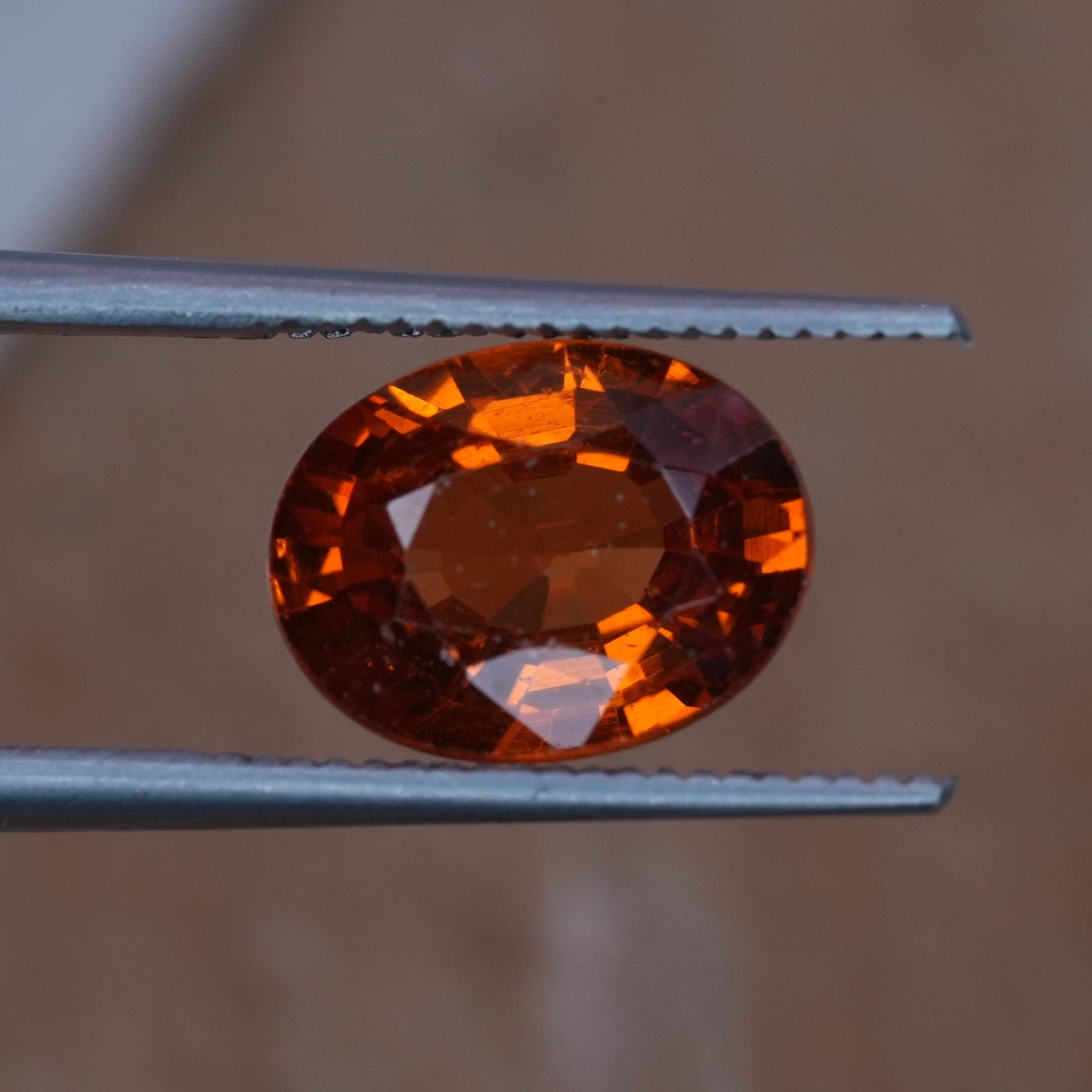 2 carat Spessartite Garnet 9x7mm Oval Cut, Reddish Orange
