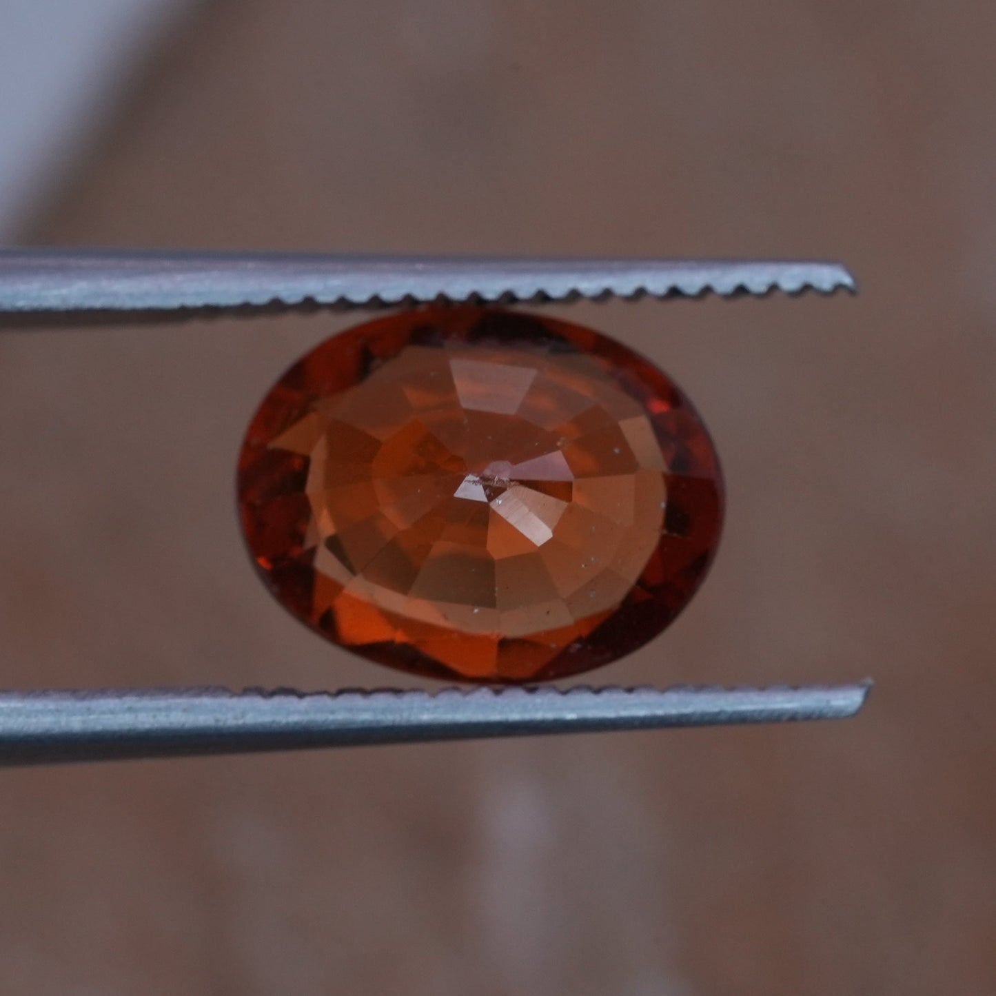 2 carat Spessartite Garnet 9x7mm Oval Cut, Reddish Orange