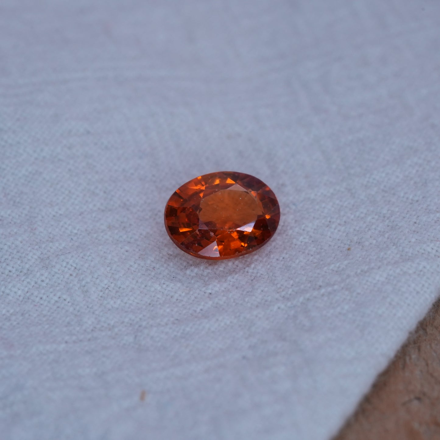 2 carat Spessartite Garnet 9x7mm Oval Cut, Reddish Orange