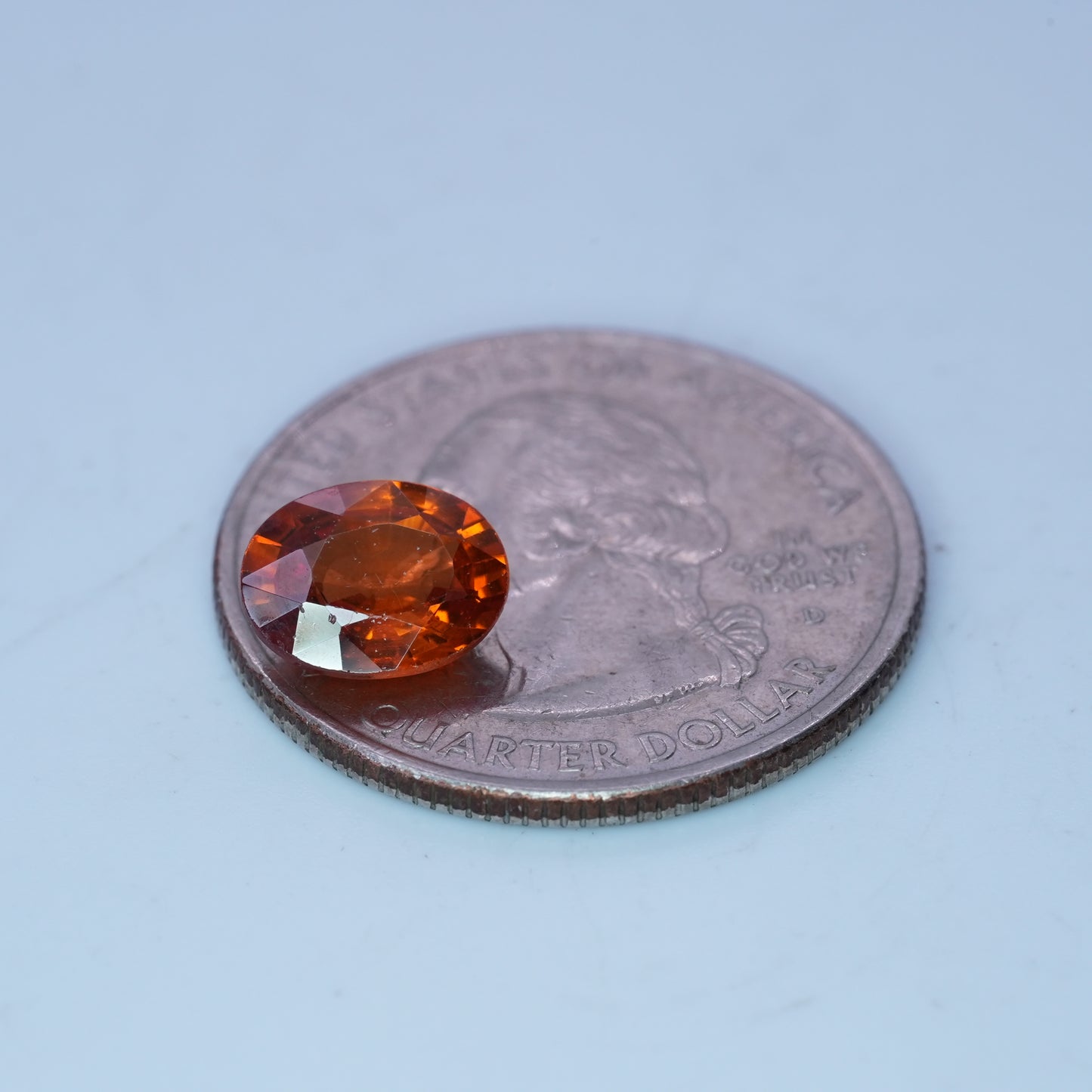2 carat Spessartite Garnet 9x7mm Oval Cut, Reddish Orange