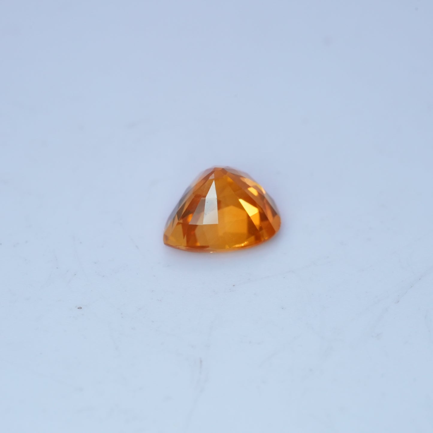 4.22 carat Sapphire 10.45x9.25mm Pear Cut, Orange Yellow, BE Treated