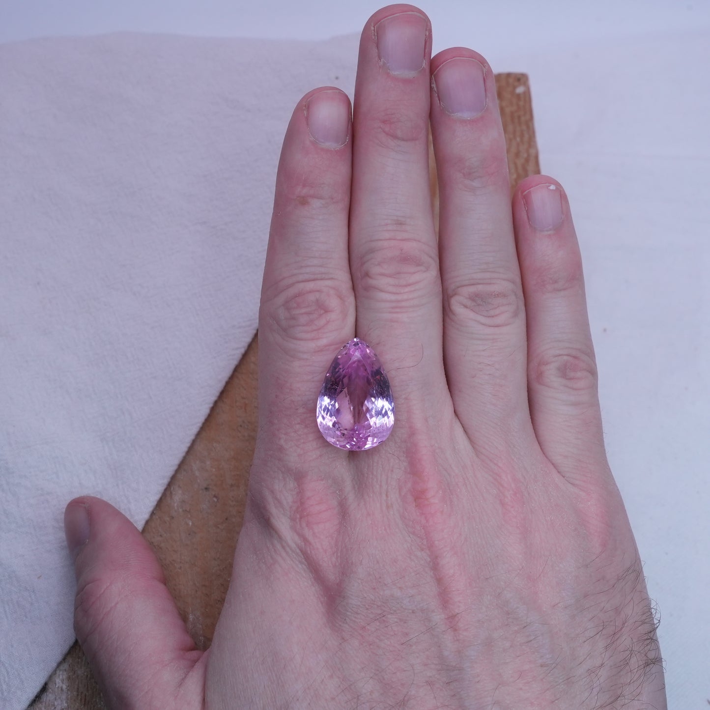 Pink Kunzite 37.26 carat 24.4x16.8mm Pear Cut