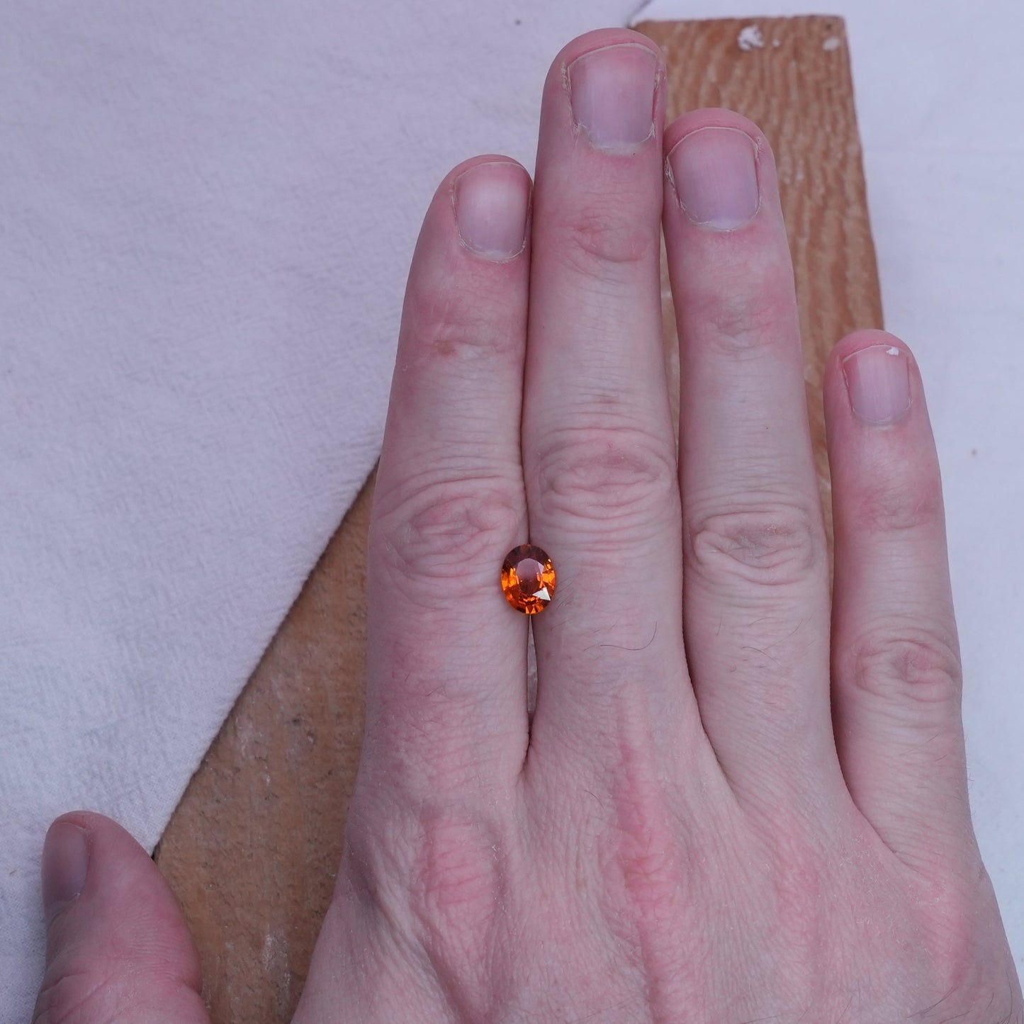 2 carat Spessartite Garnet 9x7mm Oval Cut, Reddish Orange