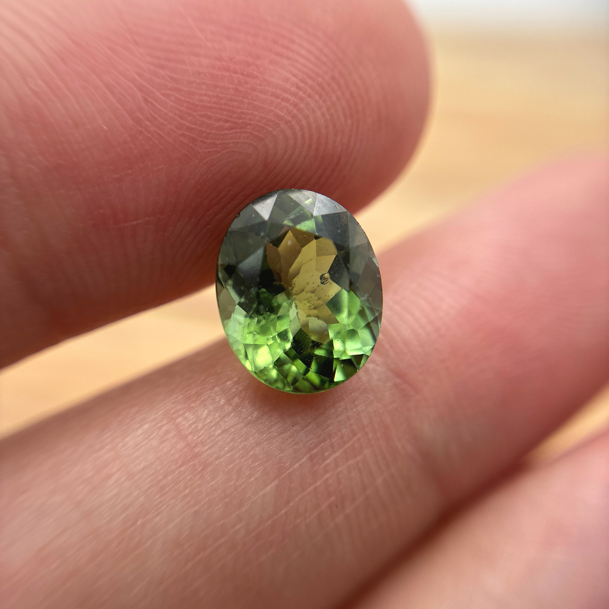 10x8mm Oval Cut Green Tourmaline 2.89 carat Gem with wear