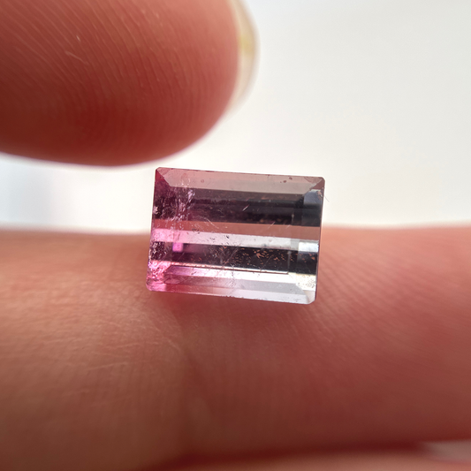 2.84 carat Pink and White Bi-Color Rectangle Loose Tourmaline *Chipped