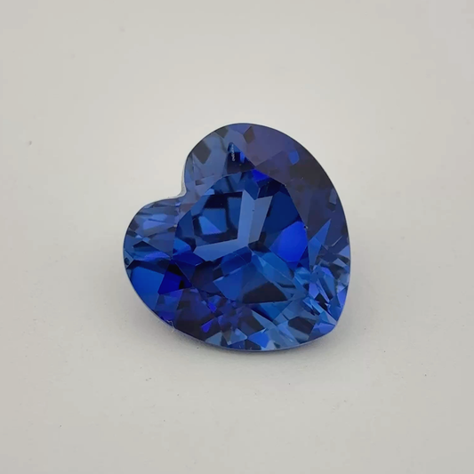 12mm Heart-Cut Lab Created Blue Sapphire, 7.65 carat