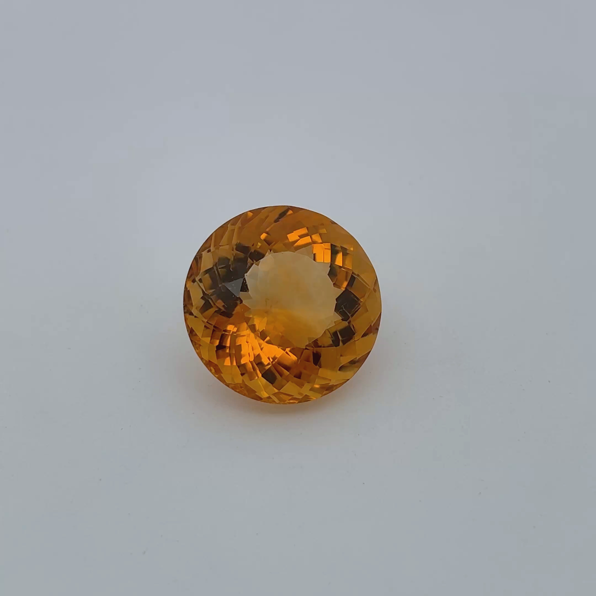 15mm Round Faceted Citrine 12 carat Golden Orange Gemstone