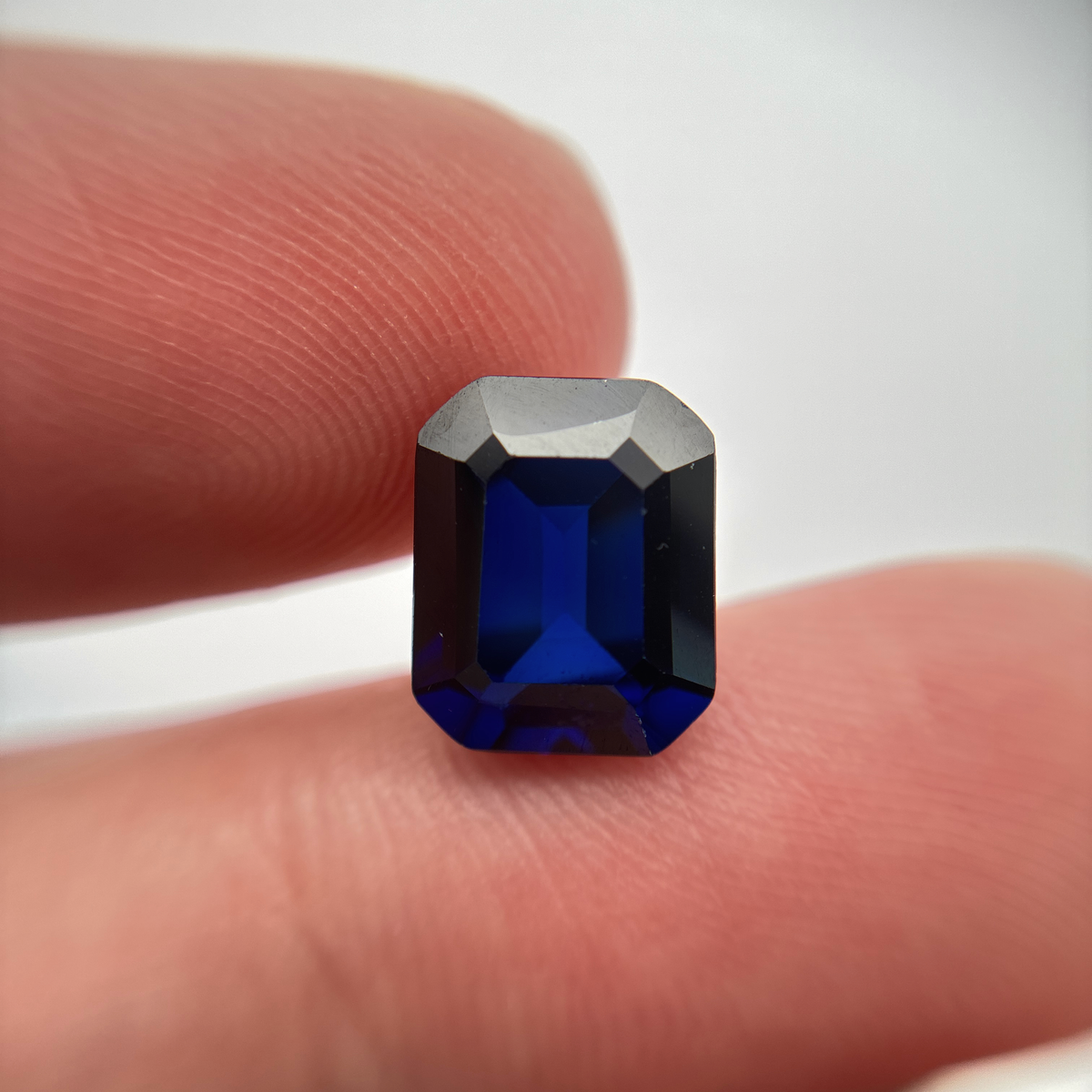 10x8mm Lab Created  Dark Blue Sapphire, 4.28 carats