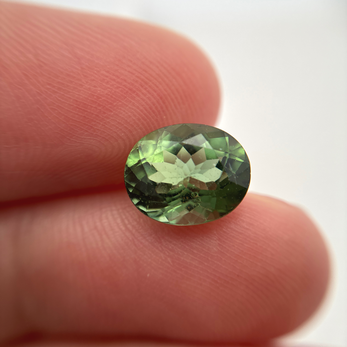 10x8mm Oval Cut Green Tourmaline 2.89 carat Gem with wear