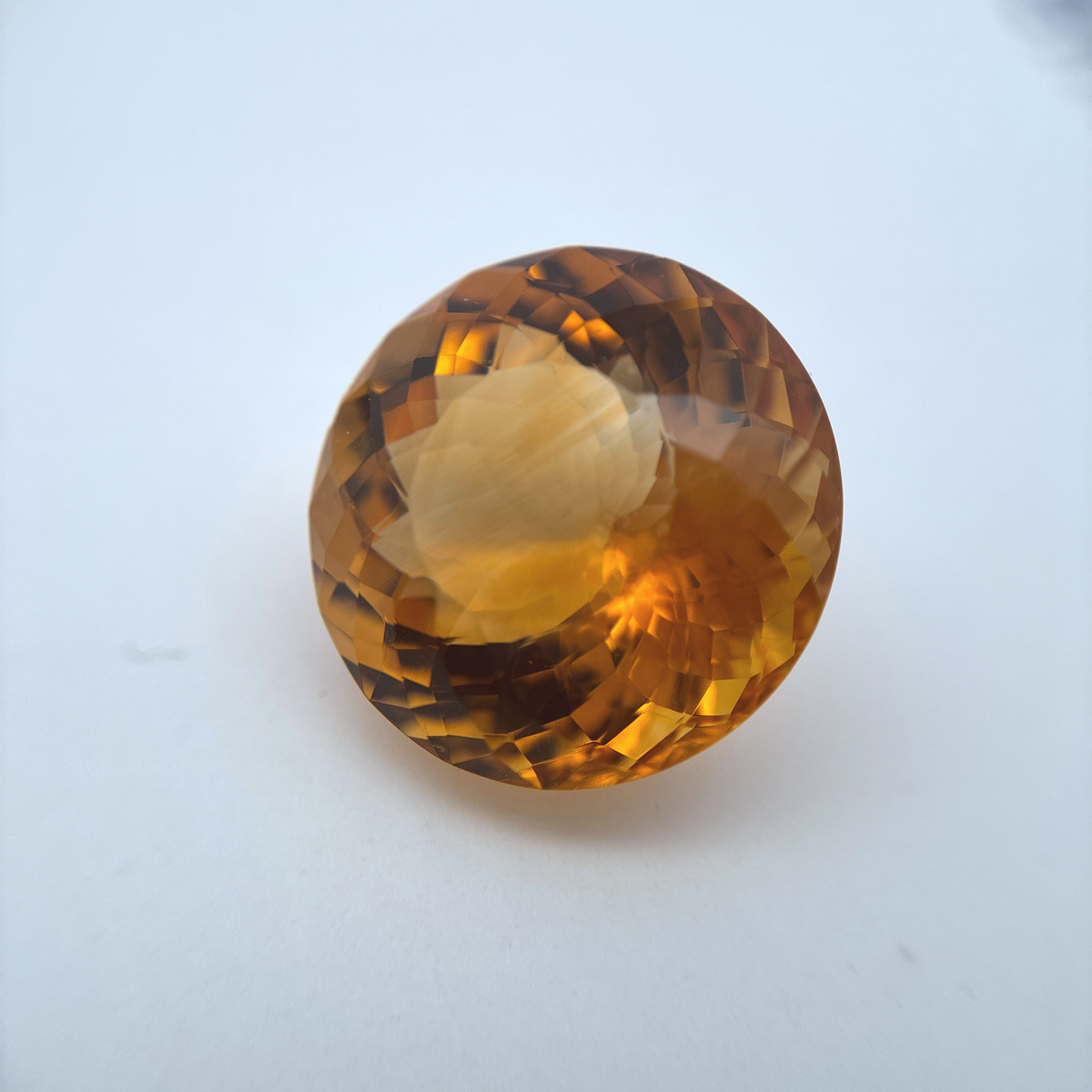 15mm Round Faceted Citrine 12 carat Golden Orange Gemstone