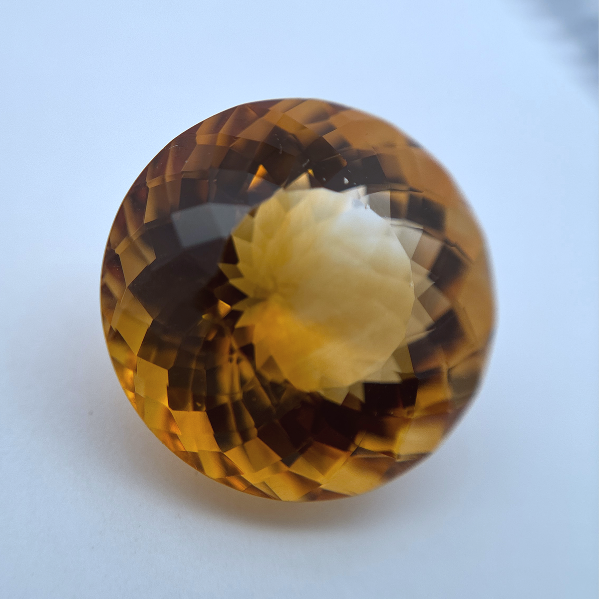 15mm Round Faceted Citrine 12 carat Golden Orange Gemstone