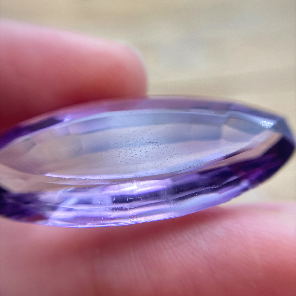 37 carat Imperfect Amethyst, 35x15.7mm Elongated Oval cut