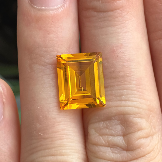 12x10mm Emerald Cut Lab Sapphire, 7 carat Golden Yellow Synthetic Gemstone*
