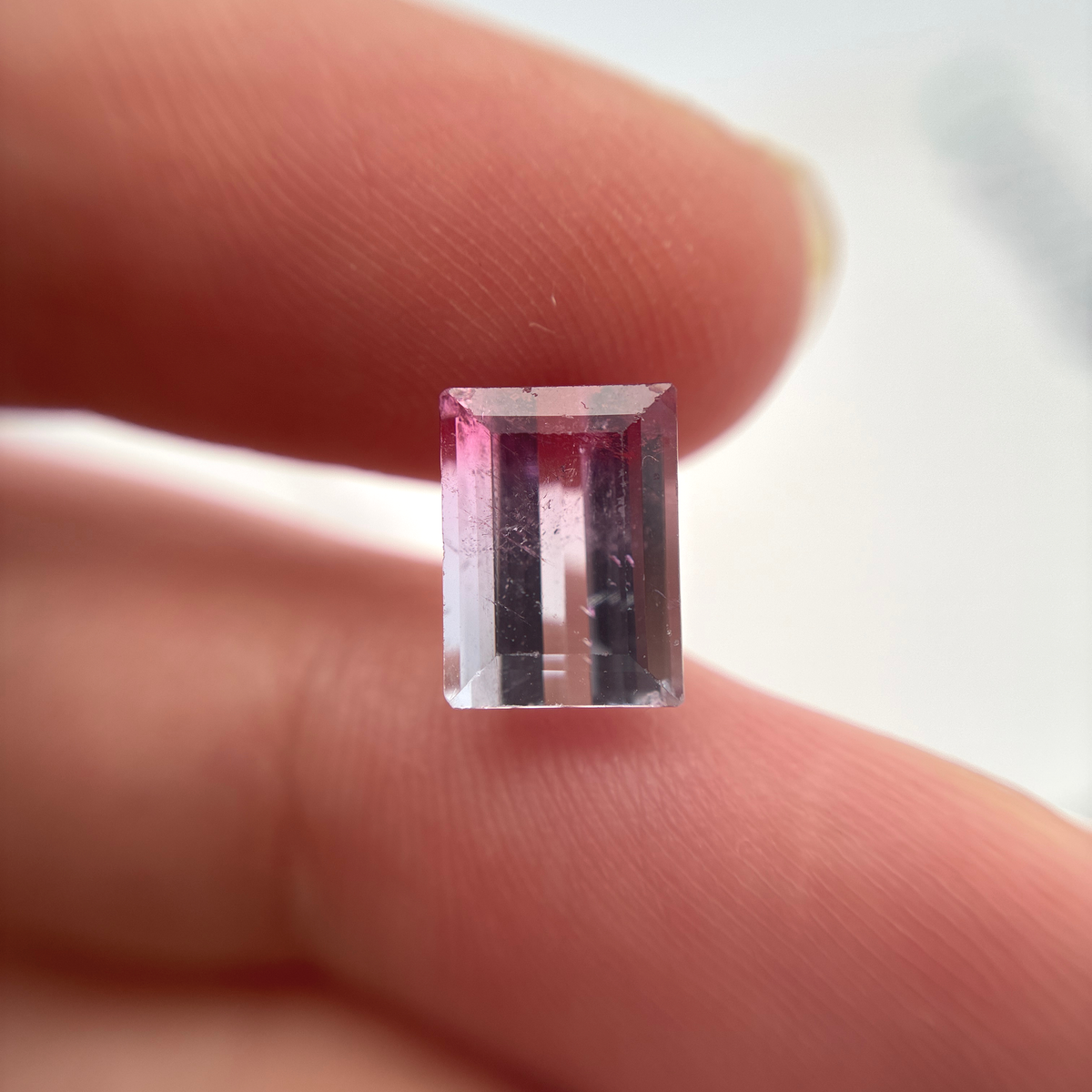 2.84 carat Pink and White Bi-Color Rectangle Loose Tourmaline *Chipped