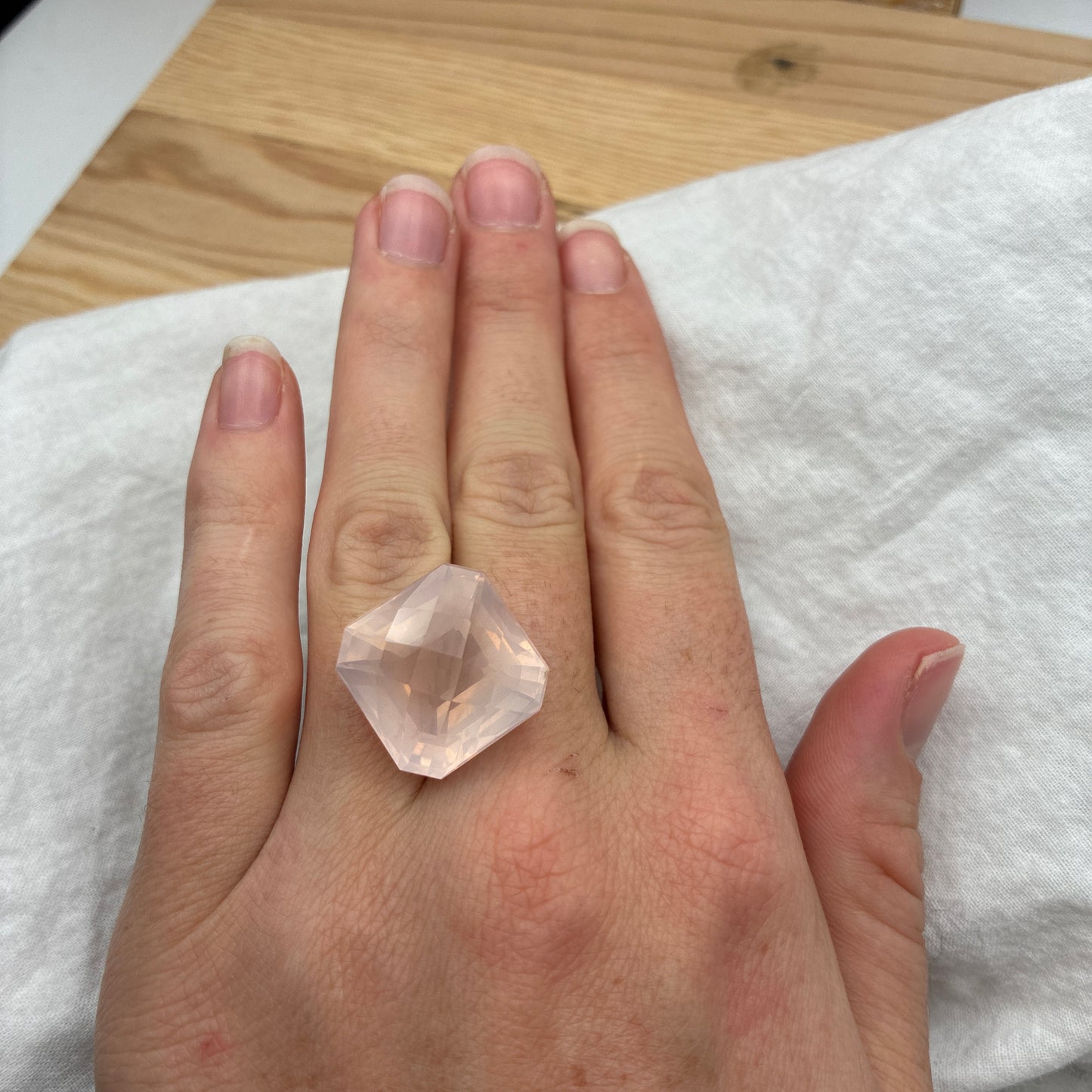 31 carat Rose Quartz 18 mm Square cut Gemstone