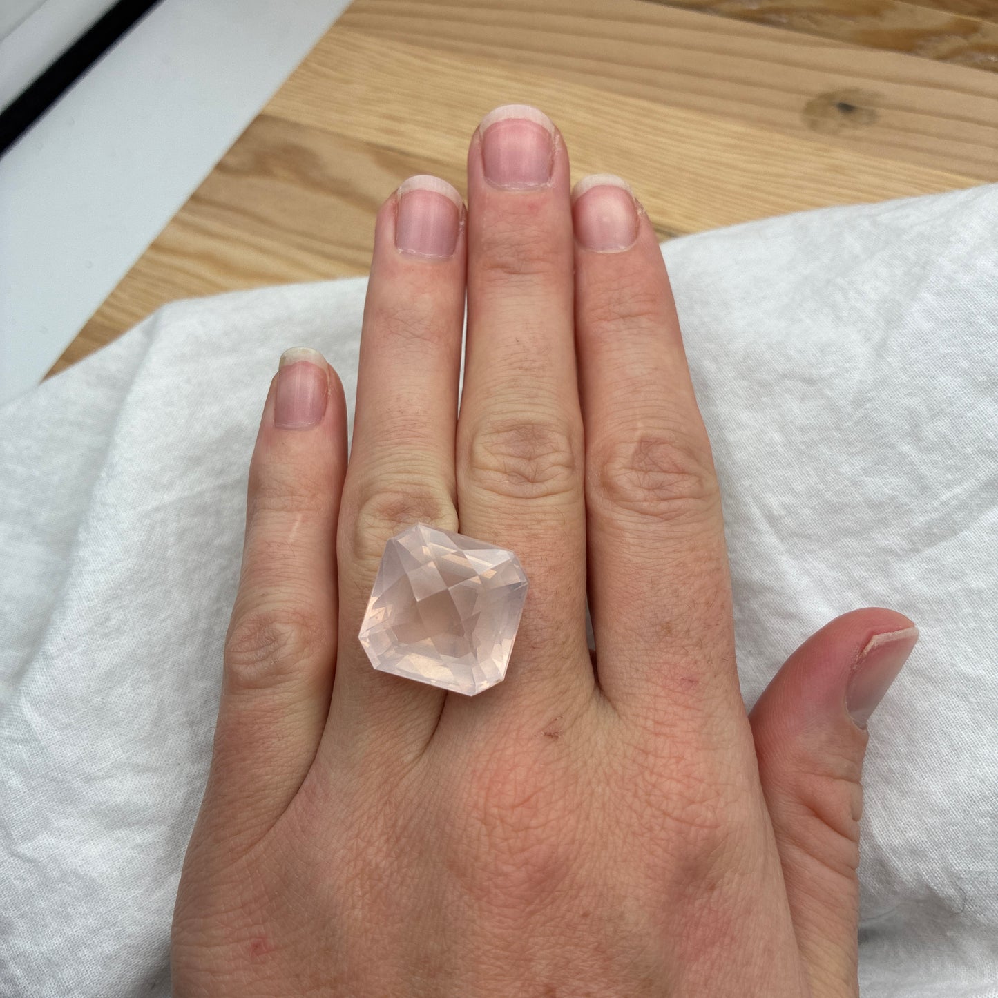 31 carat Rose Quartz 18 mm Square cut Gemstone