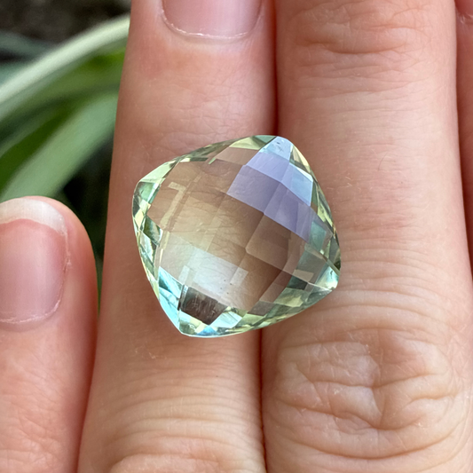 16mm Prasiolite (Light Green Quarts) 12.94 ct Cushion Checkerboard Cut Gemstone