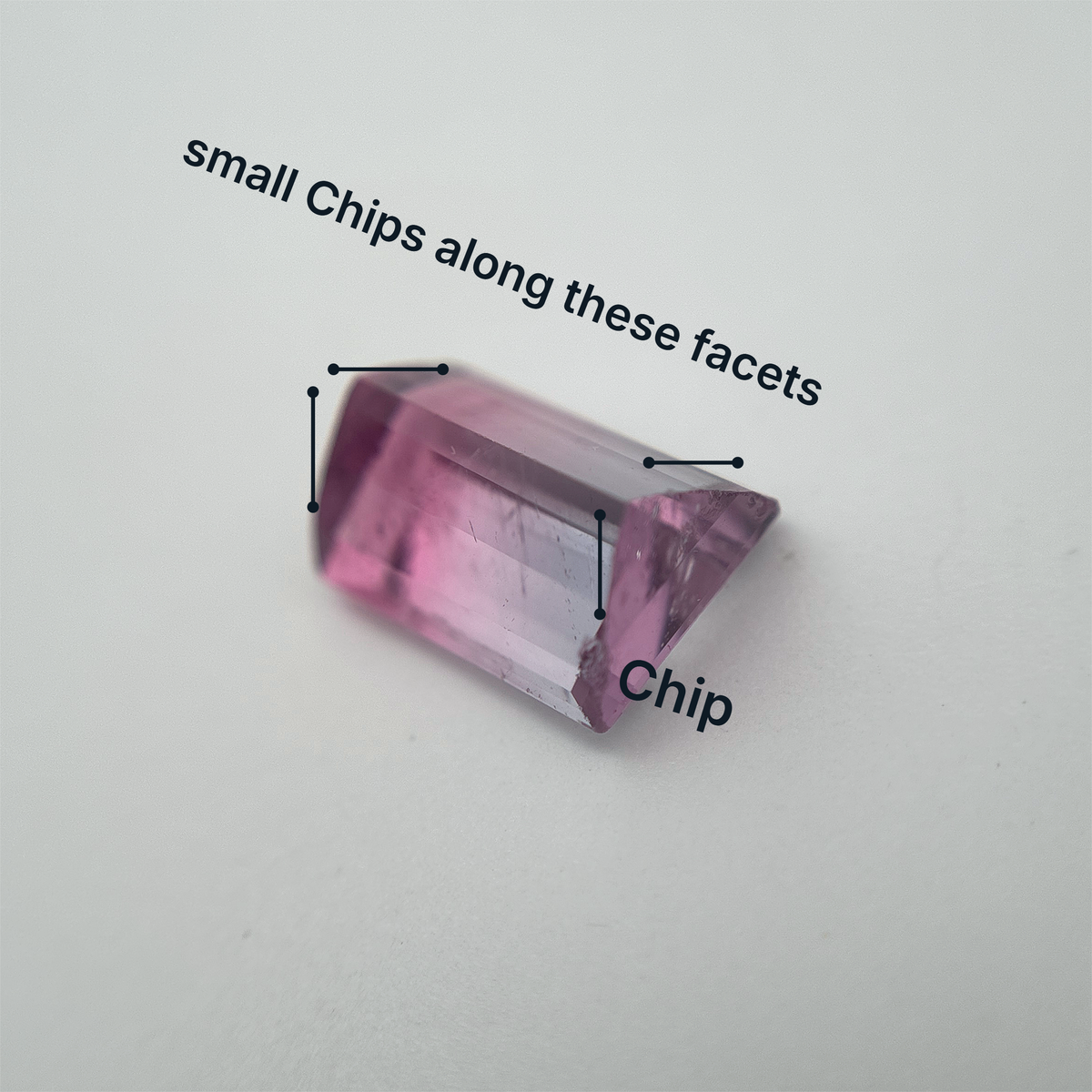 2.84 carat Pink and White Bi-Color Rectangle Loose Tourmaline *Chipped
