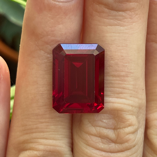 16x12mm Emerald-Cut Lab Ruby, 16 carat Loose Synthetic Gemstone