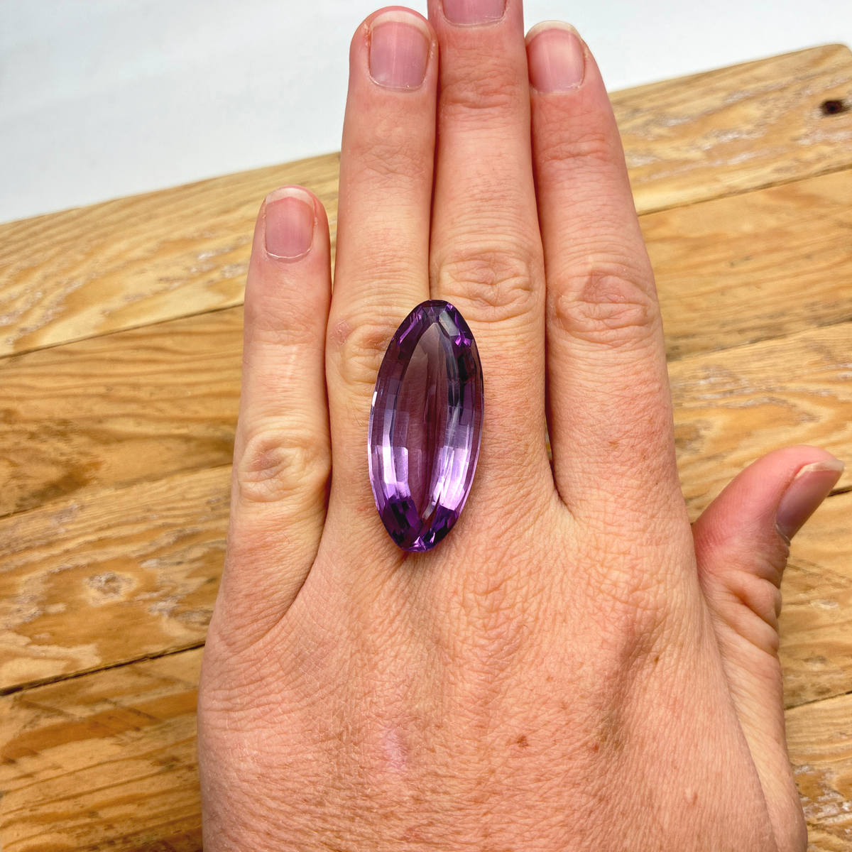 37 carat Imperfect Amethyst, 35x15.7mm Elongated Oval cut