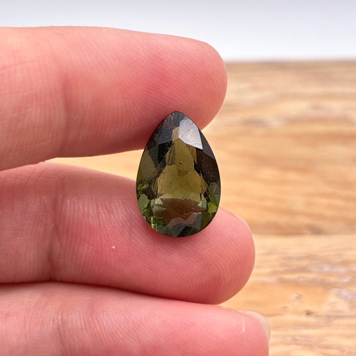 15x10mm Moldavite 4.73 Carat Pear Cut