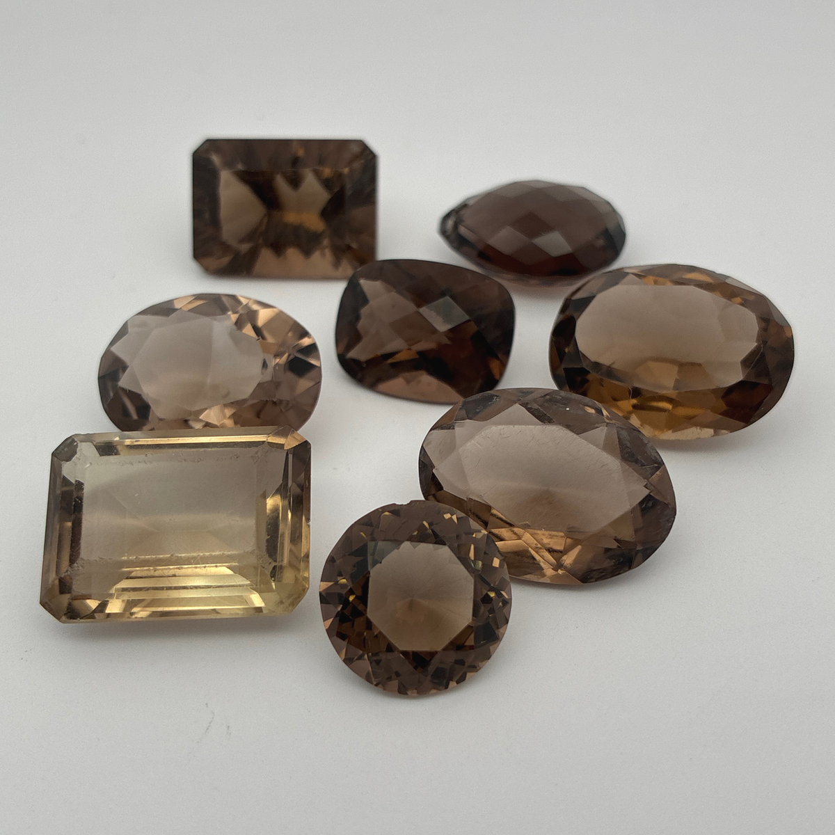 107 carat Lot of Smoky Quartz, Discount Damaged Brown Quartz, 8 pieces, Faceted, Recycled, Chipped and Worn, for Facet Rough