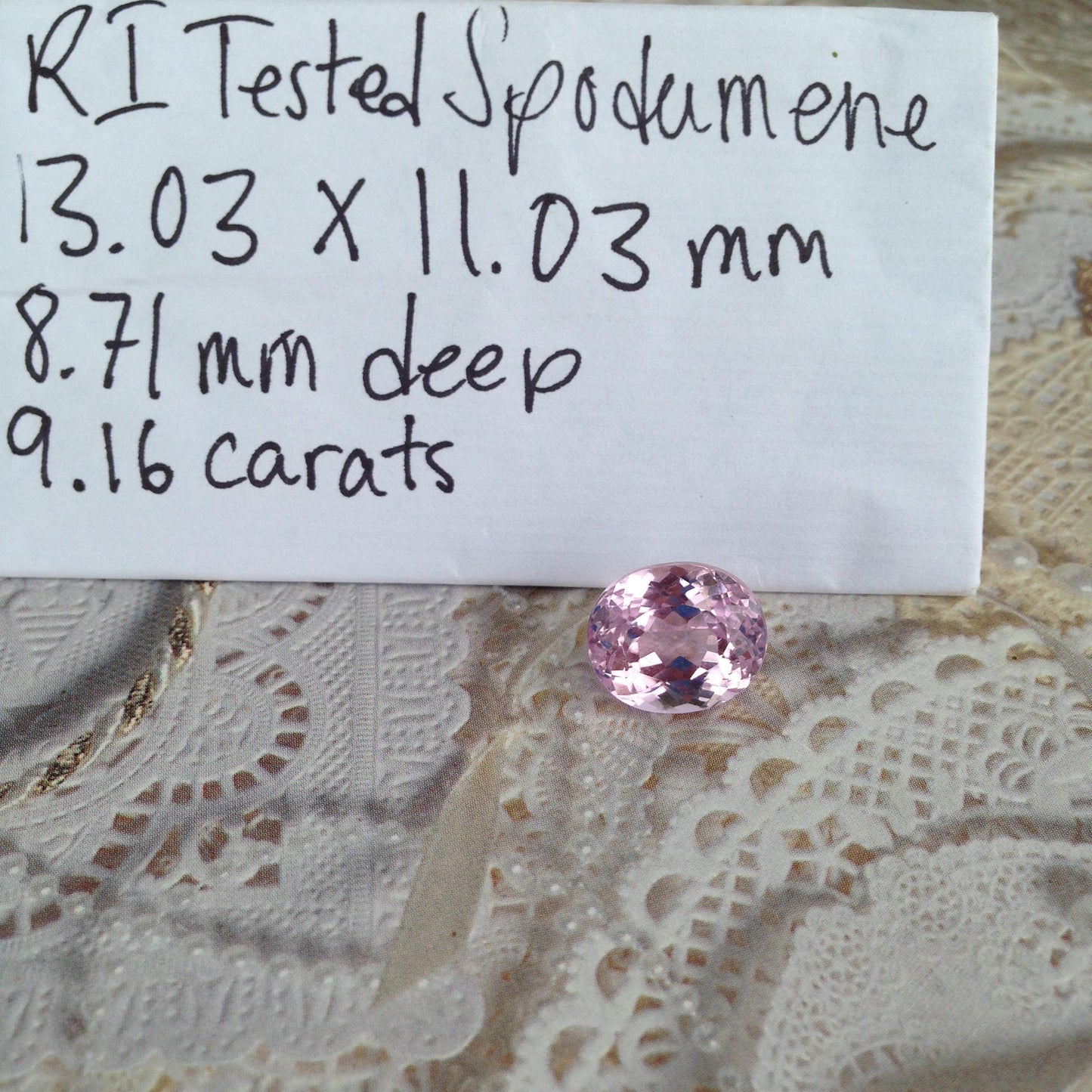 Kunzite 11x13mm 9.16 carats Oval Cut Pink Purple Spodumene Faceted Gem Loose gemstone Unmounted Tested Natural millimeters cts For Jewelry