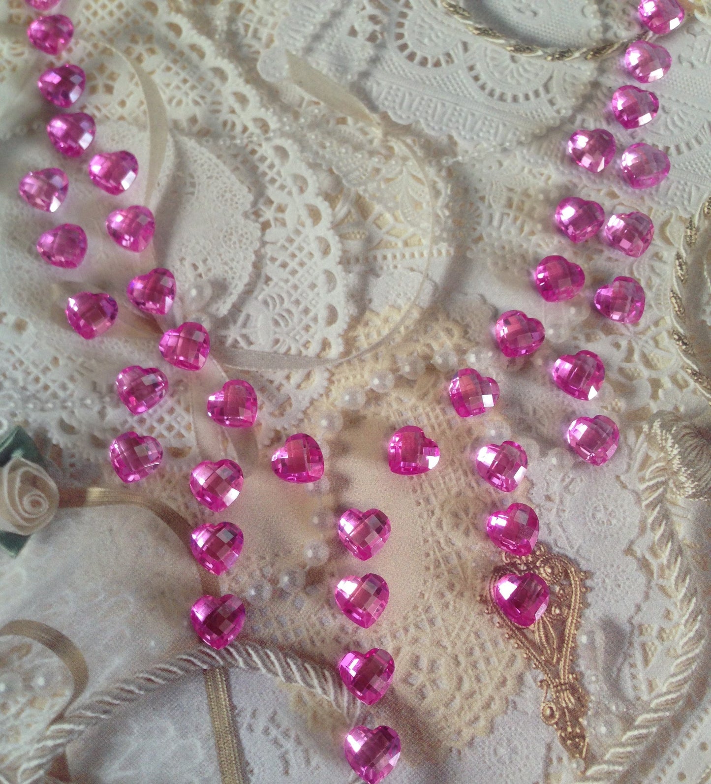 8x8mm 2.4 cts Synthetic Pink Sapphire Double Rose Cut Heart gemstones loose unmounted for gold jewelry making design man made lab grown