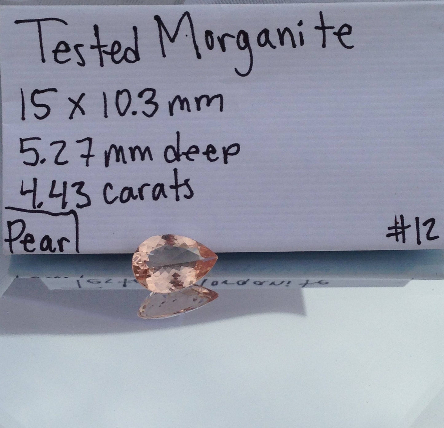 4.43 carat Peach Morganite 15x10.3mm Pear Cut Unmounted Gemstone