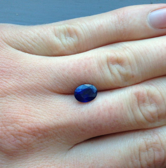 Natural Blue Sapphire 8x6mm 1.69 Carats Oval Corundum Wholesale Gem Faceted Loose Unmounted Gemstone Fancy, Heat Only, Earth Mined, Genuine