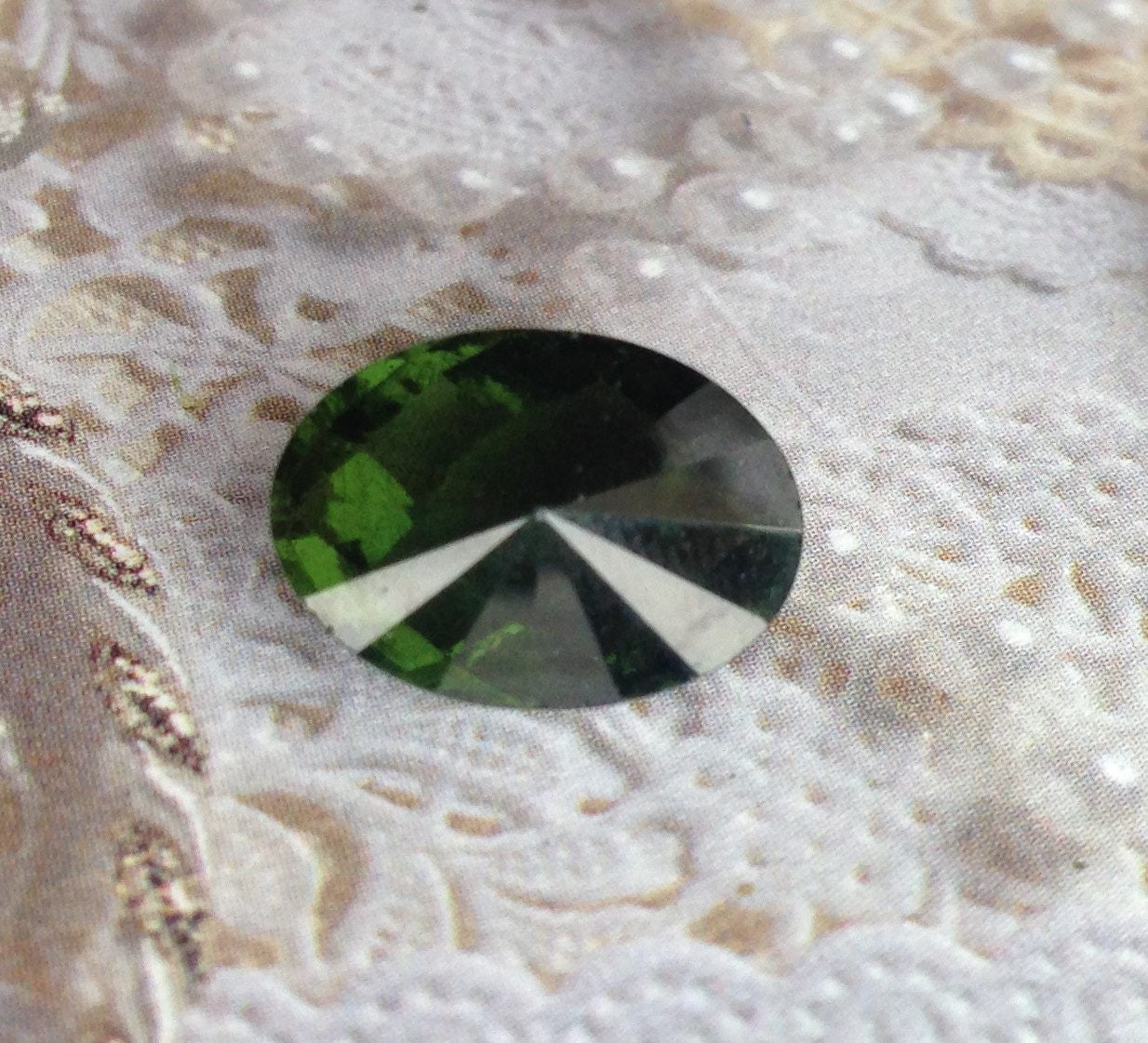 6.68 Carat UGL-USA Certified Moldavite Loose Gemstone Appraised Fancy Oval Checkerboard Cut Faceted Unusual 14x10x9mm