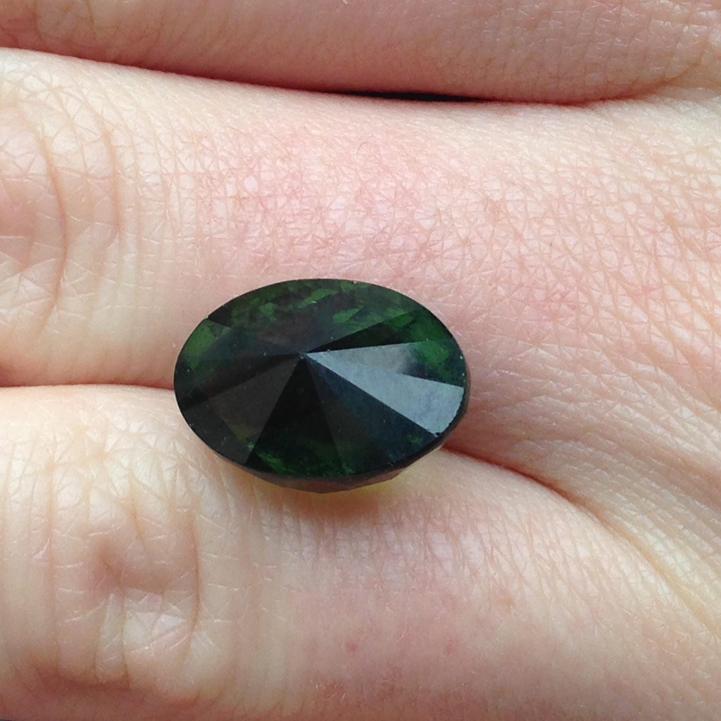 6.68 Carat UGL-USA Certified Moldavite Loose Gemstone Appraised Fancy Oval Checkerboard Cut Faceted Unusual 14x10x9mm