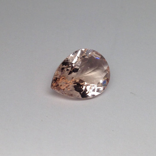 4.43 carat Peach Morganite 15x10.3mm Pear Cut Unmounted Gemstone