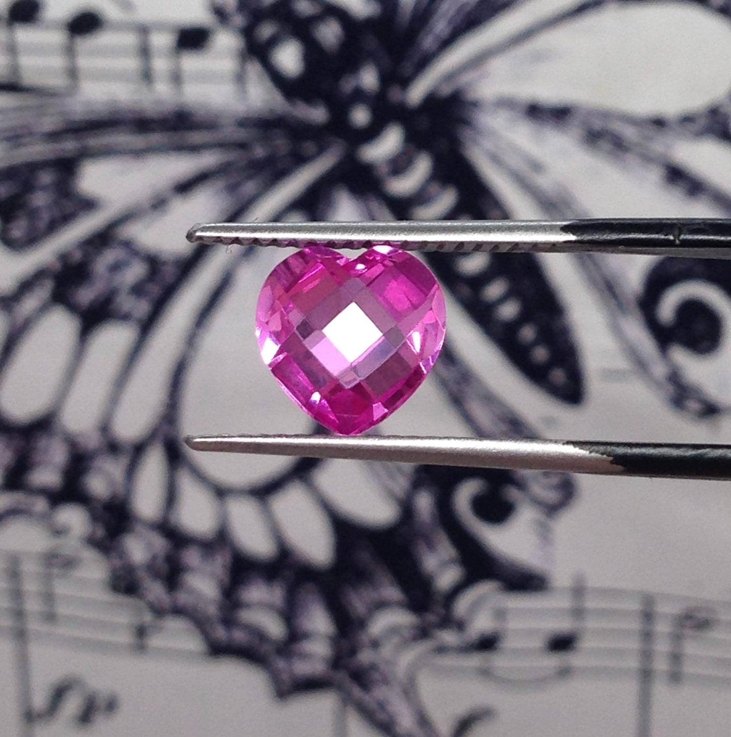 8x8mm 2.4 cts Synthetic Pink Sapphire Double Rose Cut Heart gemstones loose unmounted for gold jewelry making design man made lab grown