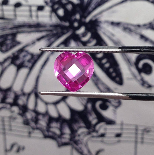 8x8mm 2.4 cts Synthetic Pink Sapphire Double Rose Cut Heart gemstones loose unmounted for gold jewelry making design man made lab grown
