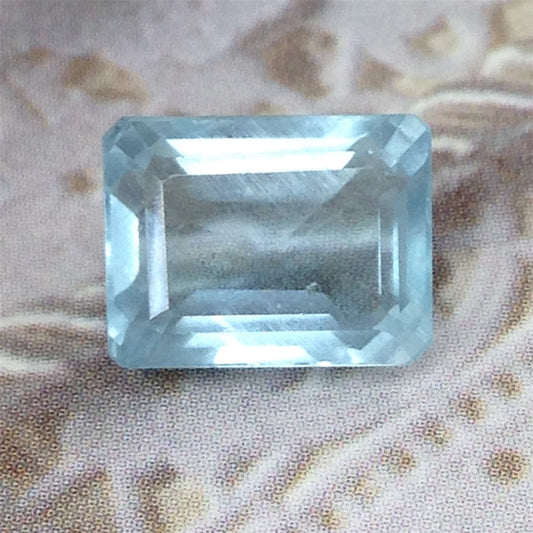 10.4x7.9mm 4.6 Carat Natural Sky Blue Aquamarine Light Blue Gem Rectangle Cut Loose Faceted Gemstone Beryl March Birthstone  Wholesale Gem