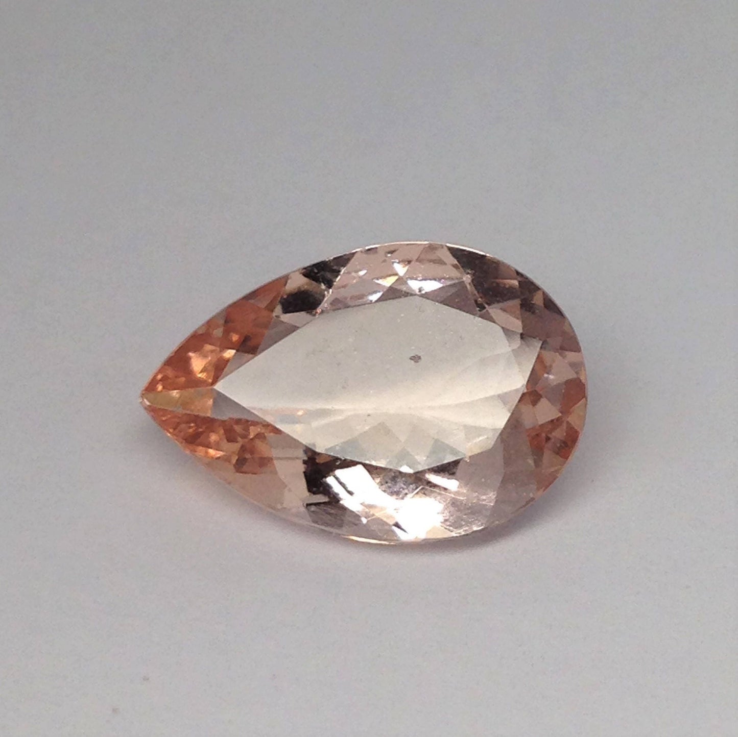 4.43 carat Peach Morganite 15x10.3mm Pear Cut Unmounted Gemstone