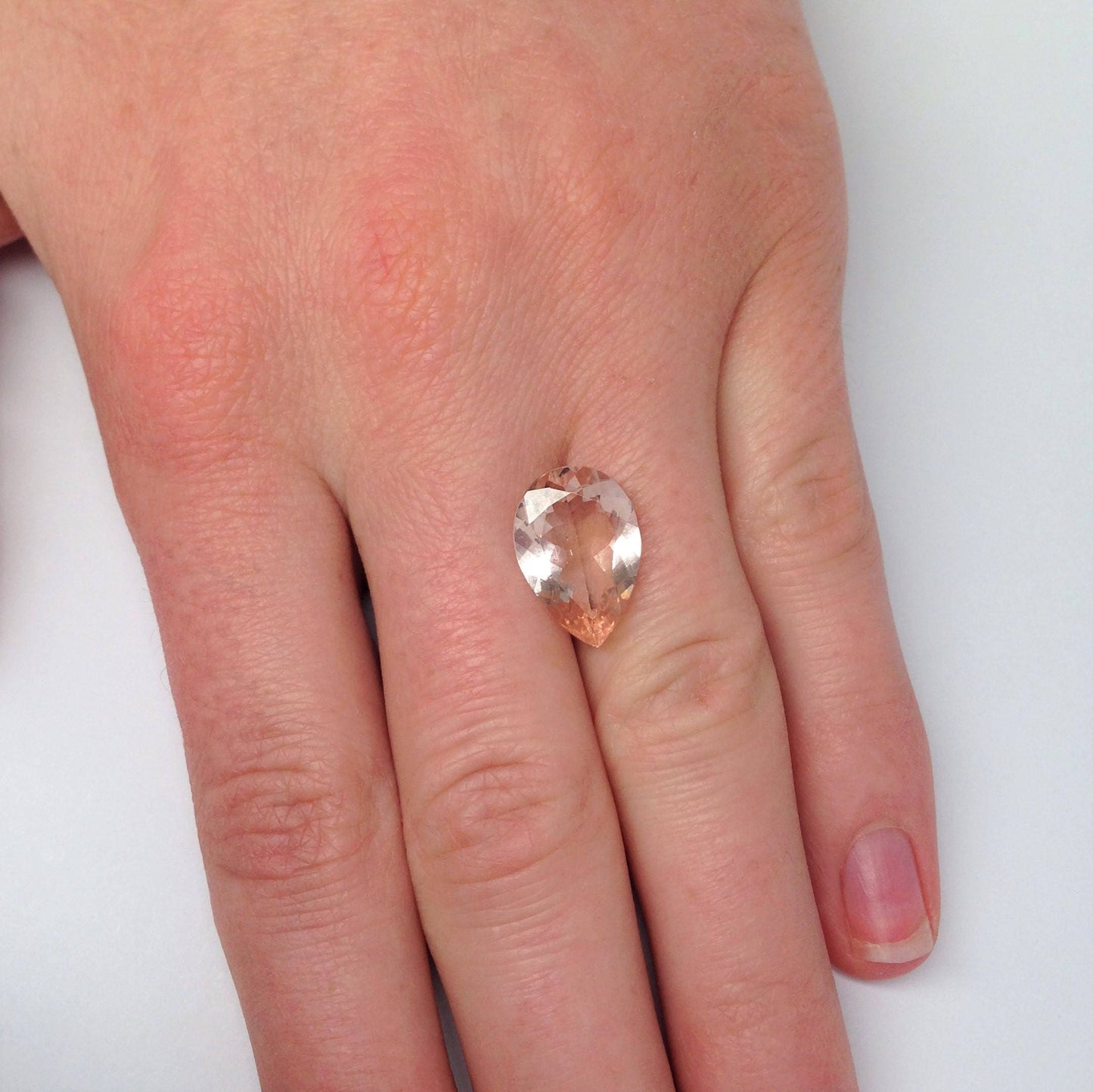 4.43 carat Peach Morganite 15x10.3mm Pear Cut Unmounted Gemstone