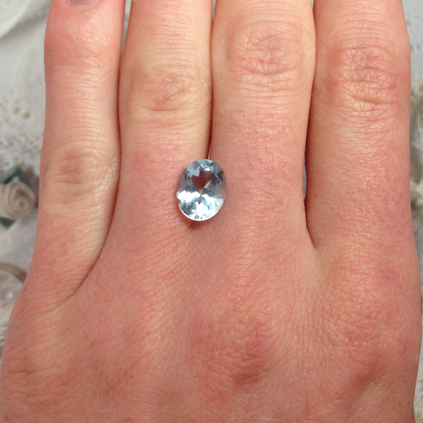 10x8mm Natural Sky-Blue Aquamarine 2.22 carats Light Blue Oval Cut March Birthstone, Wholesale Faceted Gem