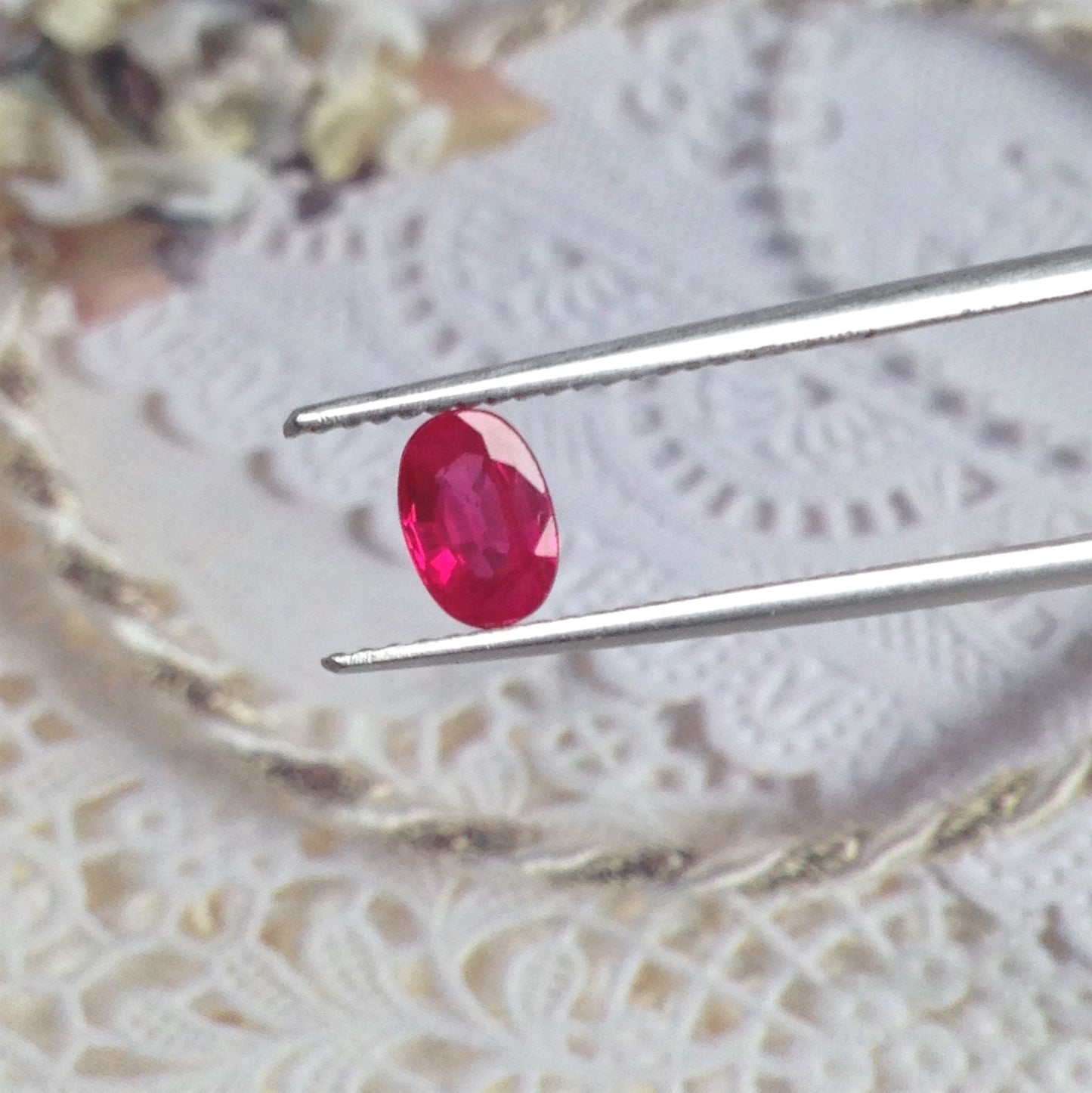 6x4mm Natural Ruby 0.59 Carat Loose Faceted Gem Corundum Oval Cut, Pink Red