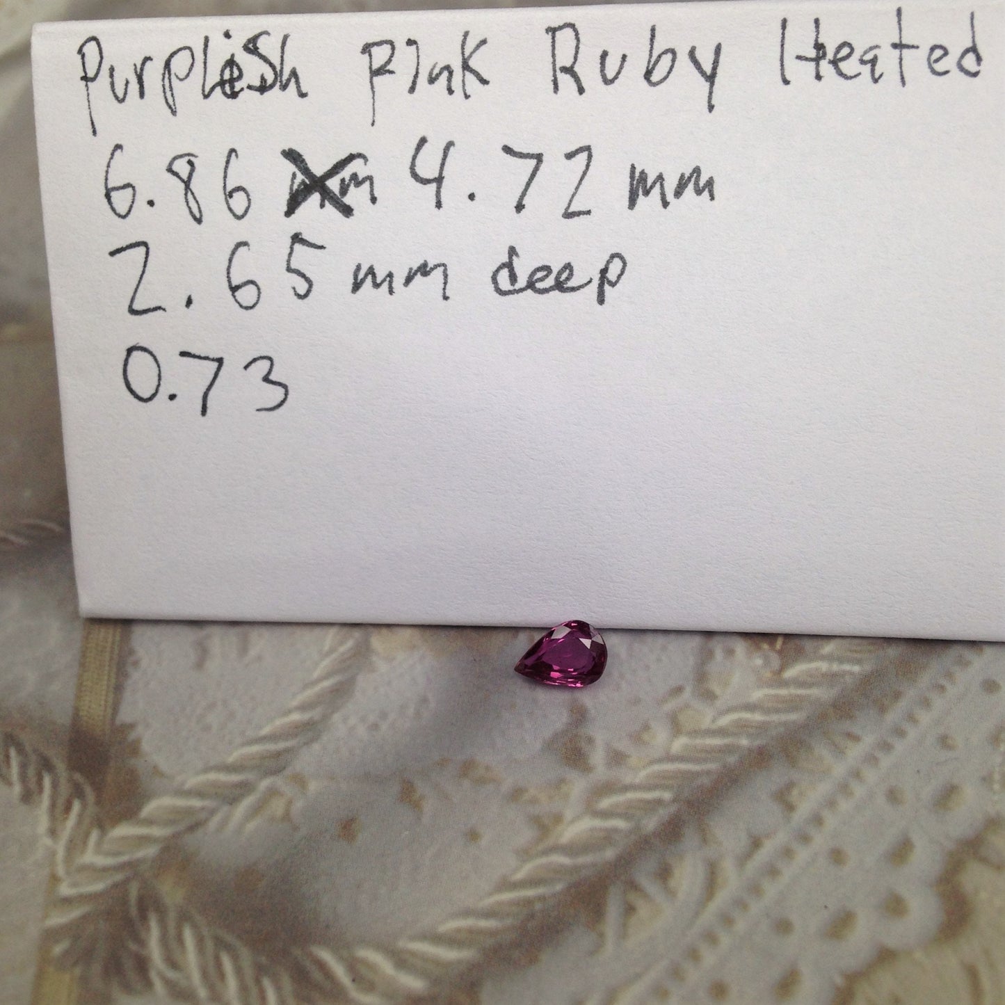 0.73 Carat Natural Purplish Red Sapphire 6.8x4.7mm Loose Gemstone Faceted Corundum Pear Cut