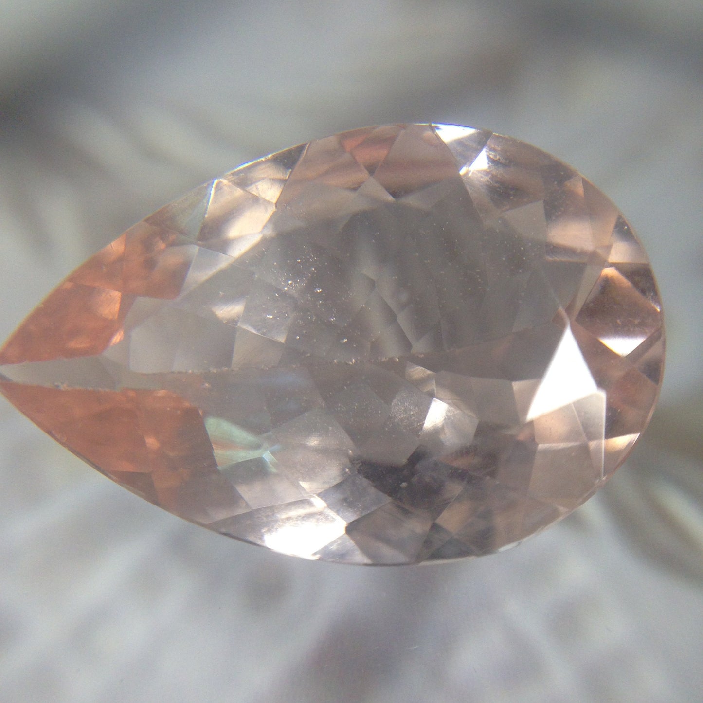 4.43 carat Peach Morganite 15x10.3mm Pear Cut Unmounted Gemstone