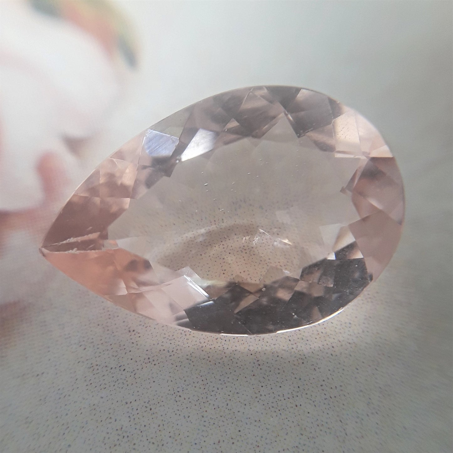 4.43 carat Peach Morganite 15x10.3mm Pear Cut Unmounted Gemstone