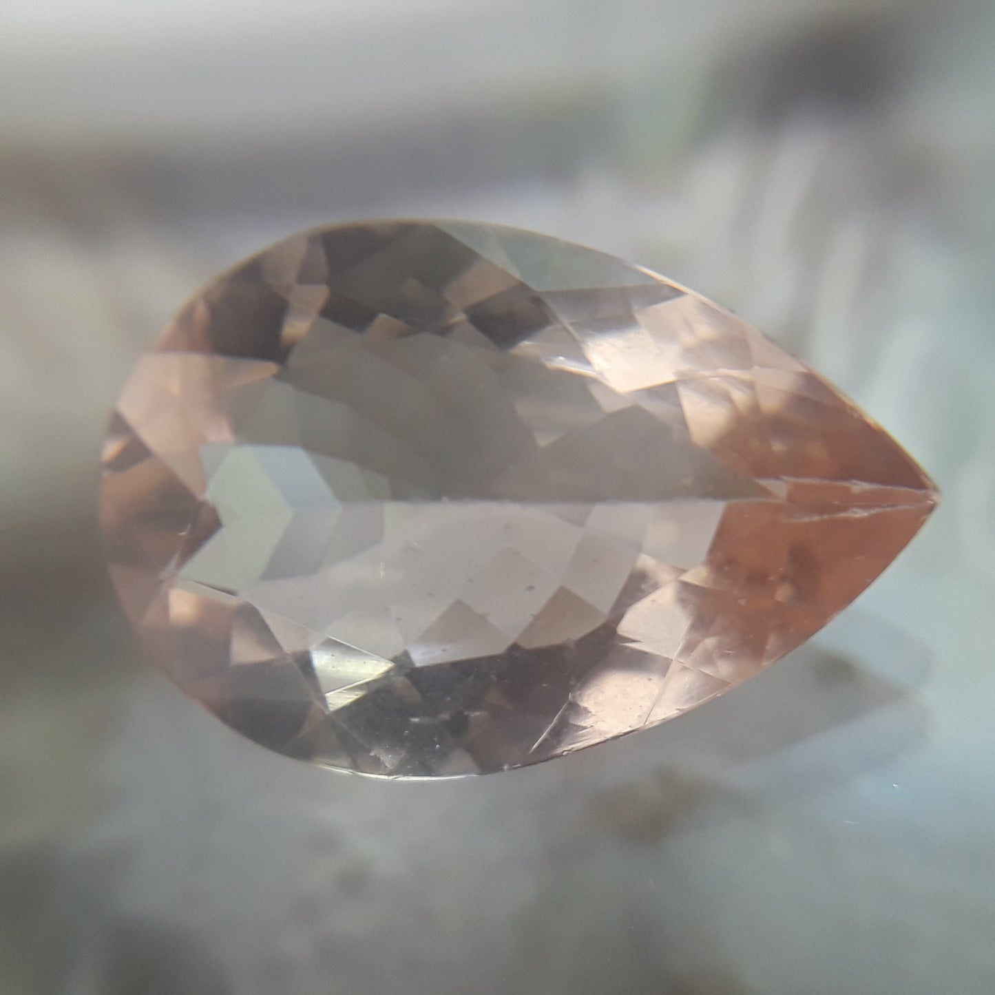 4.43 carat Peach Morganite 15x10.3mm Pear Cut Unmounted Gemstone