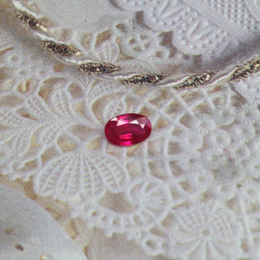 6x4mm Natural Ruby 0.59 Carat Loose Faceted Gem Corundum Oval Cut, Pink Red